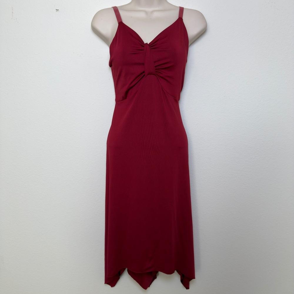 Women Fairy Grunge Babydoll Midi Dress XL Burgundy Asymmetrical‎ Hem Witchy Alt